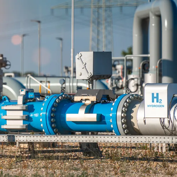 Hydrogen renewable energy production pipeline - hydrogen gas for clean electricity solar and windturbine facility